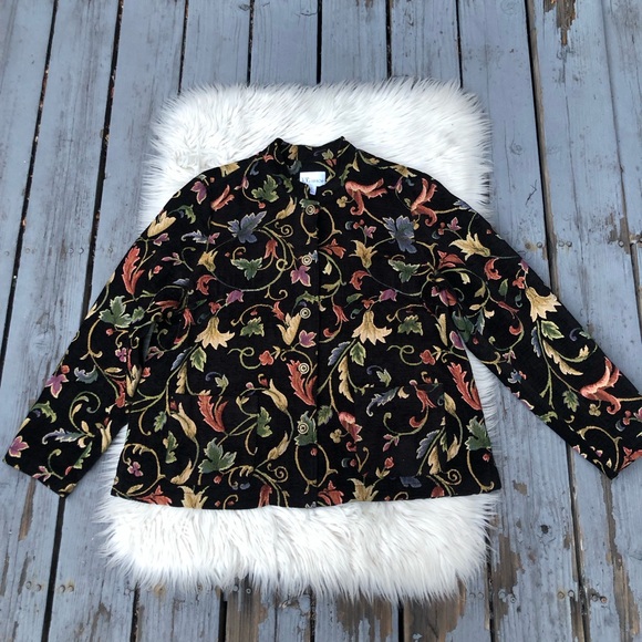 The Tog Shop Tapestry Jacquard Floral Vines Multicolor Button Down Jacket sz 20 - Picture 1 of 12